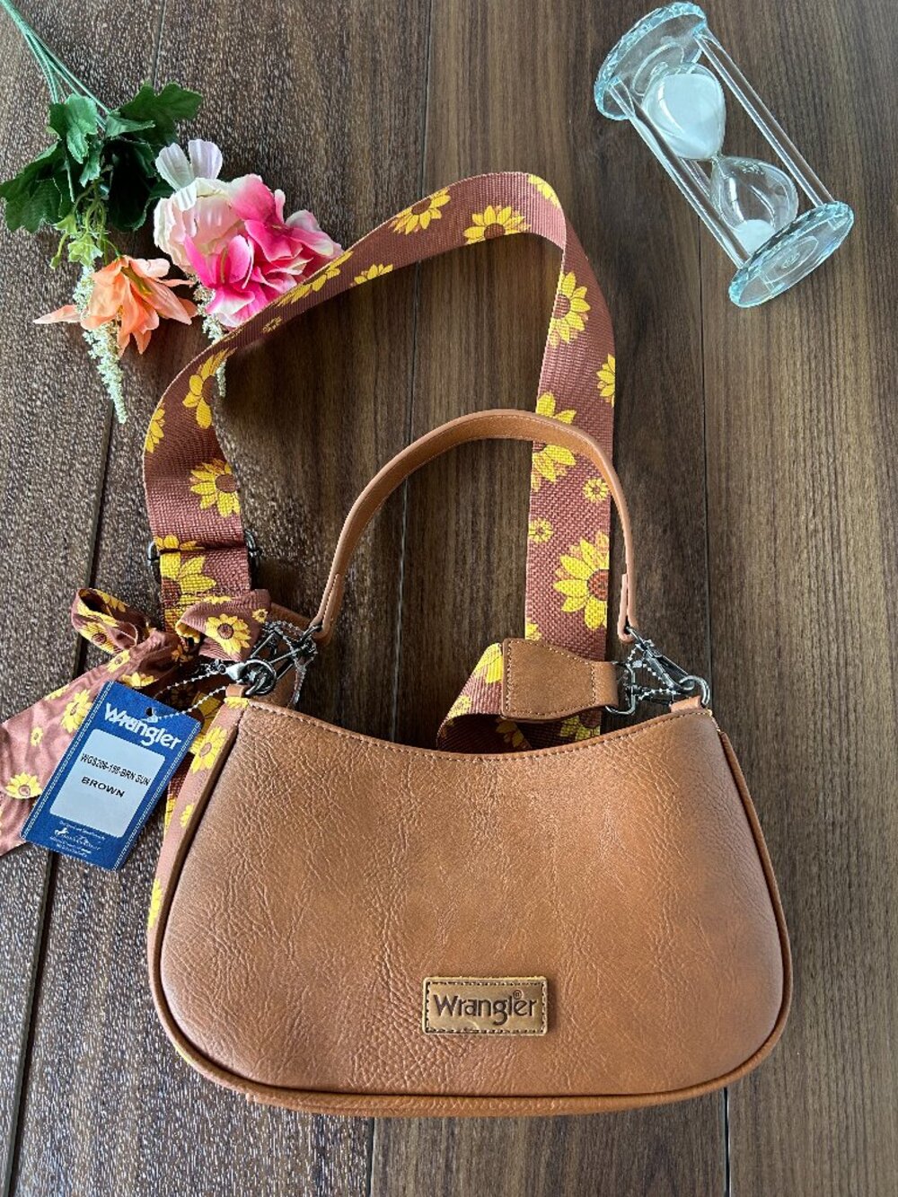 Wrangler Western Shoulder Bag for Women Small Purse Sunflower Hobo Bag HandBag